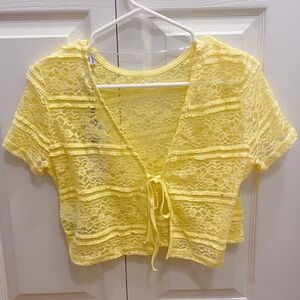 Noisy May Yellow Lace Crop Top